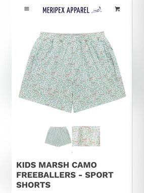 BRAND NEW• NEVER WORN! KIDS MARSH CAMO FREEBALLERS • SPORT SHORTS • YOUTH LARGE